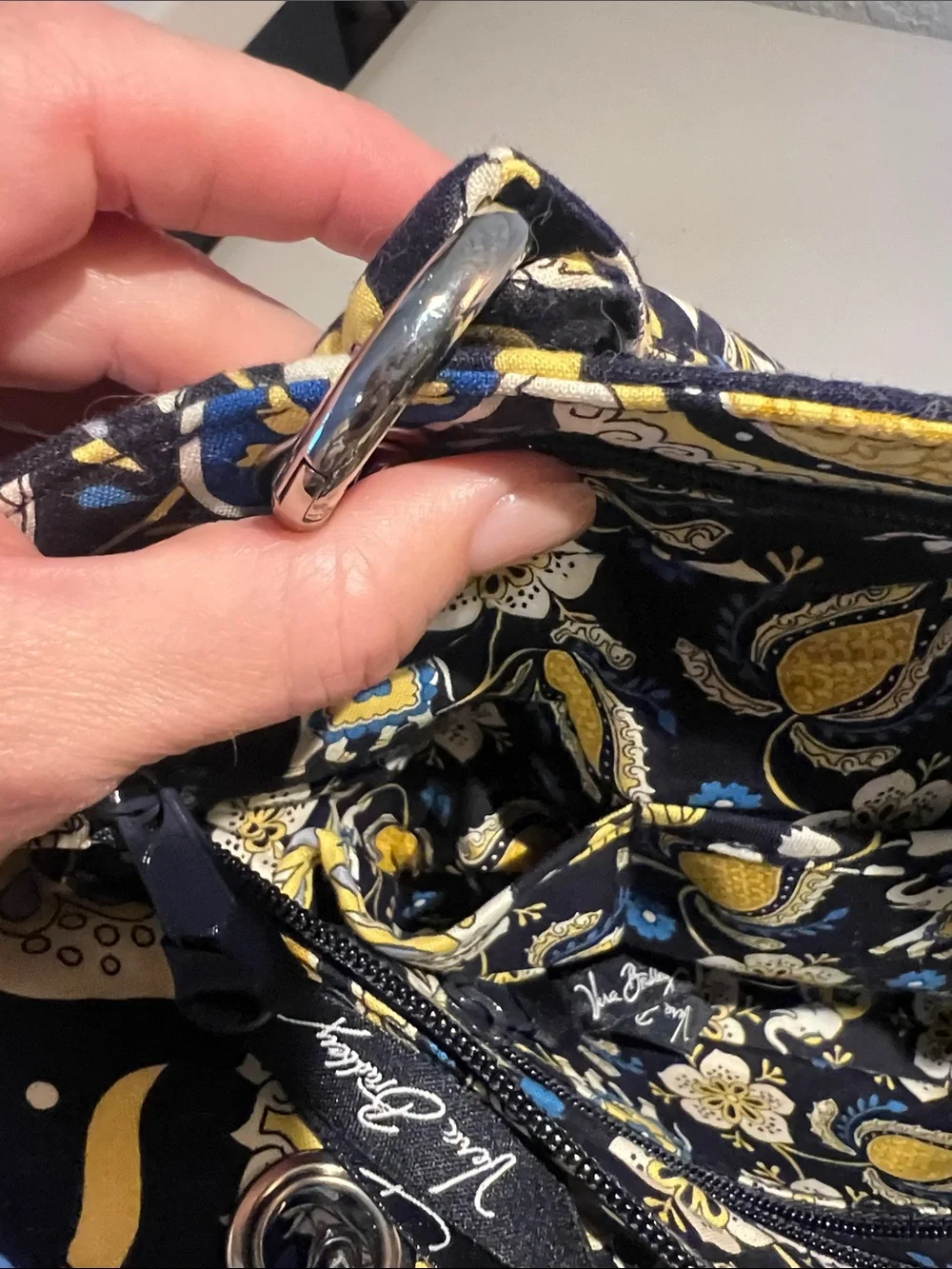 Vera Bradley Navy, Yellow & White Quilted Paisley Shoulder Bag NWT